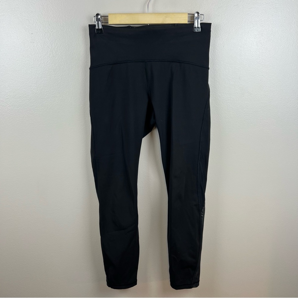 Lululemon Train Times 7/8 Pant Leggings Size 8 25" Black Mesh Athletic Workout